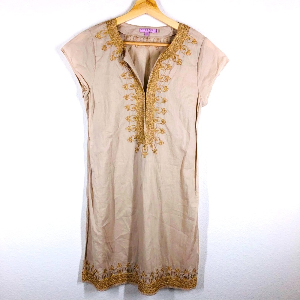 Calypso St. Barth 100% Cotton Rowena Tunic Dress / Swimsuit Cover-Up EUC